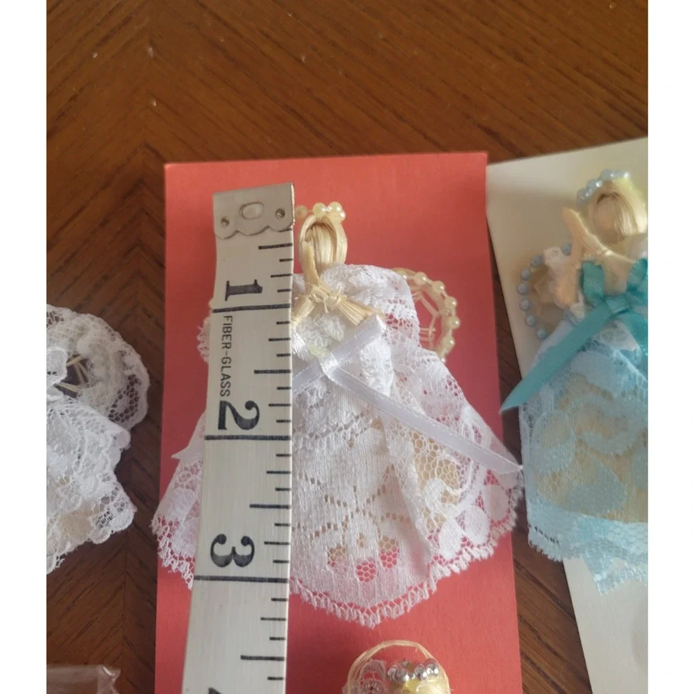 Handmade Praying Angel Pins Lace Dress jewelry Christmas Ornaments Lot of‎ 7